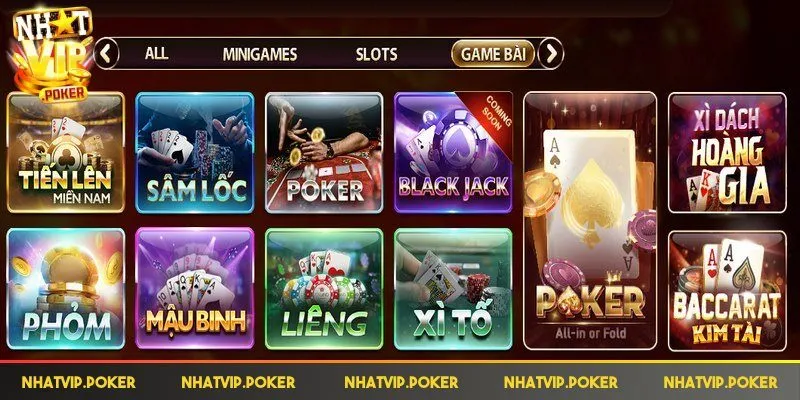 Hệ thống cung cấp nhiều tựa game bài cho bạn lựa chọn